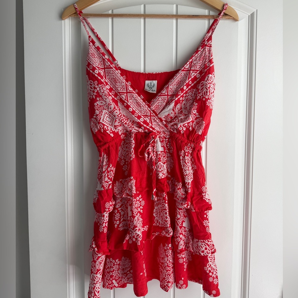 Angel Biba Red Top with White Patterns